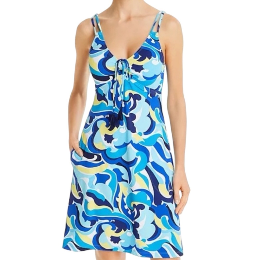 Tommy Bahama Psychedelic Tropical Swirl Double Strap Swim Cover Up Dress Size S